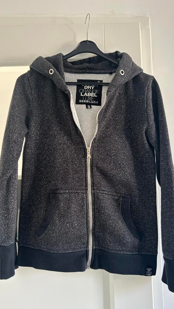 Superdry hoodie maat S met glitters, comfortabel, Verzenden, Zo goed als nieuw, Maat 36 (S), Grijs