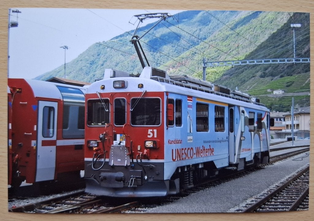 Foto van Rhatische Bahn motorwagen Unesco Welterbe, Verzenden, Nieuw, Trein, Kaart of Prent