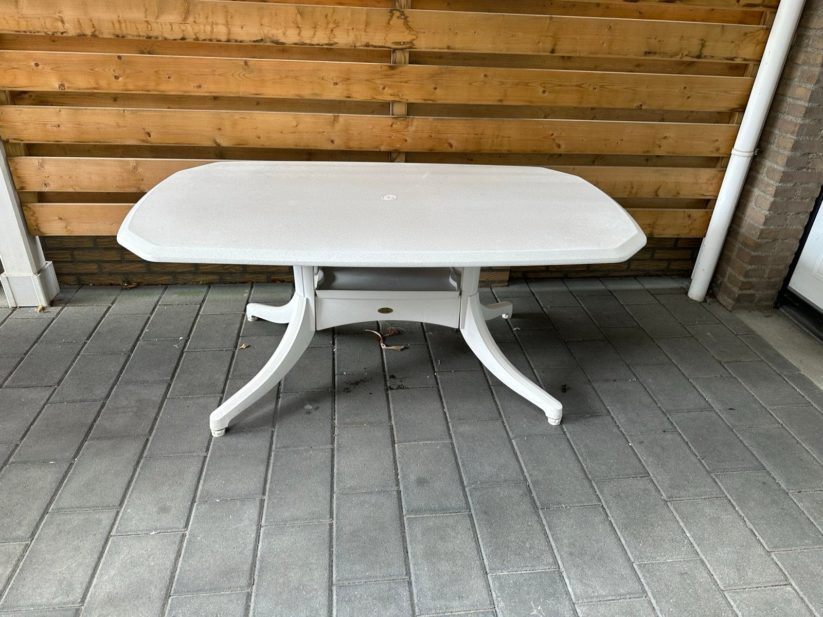 Hartman Prestige Selection tuintafel, ovaal, wit, Tuin en Terras, Tuintafels, Gebruikt, Ovaal, Kunststof, Ophalen