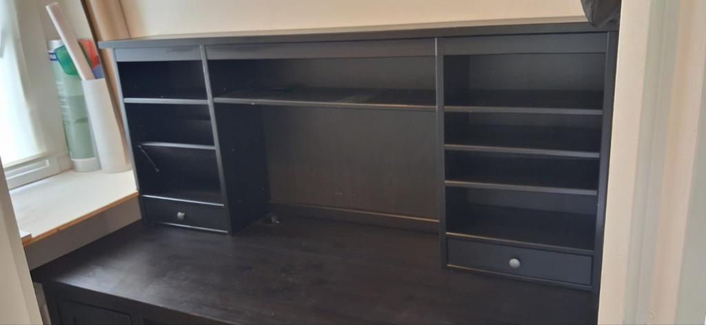 Ikea Hemnes bureau zwart 155 x 60, Huis en Inrichting, Bureaus, Ophalen, Gebruikt