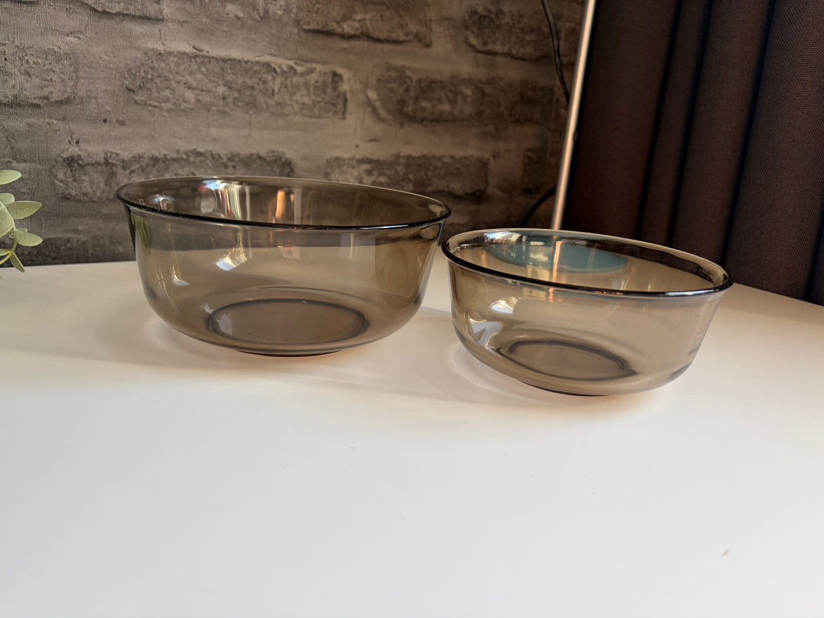 Vintage Arcoroc France Rookglas Schalen Set van 2 (Fumé), Huis en Inrichting, Overige merken, Vintage, Ophalen of Verzenden, Glas