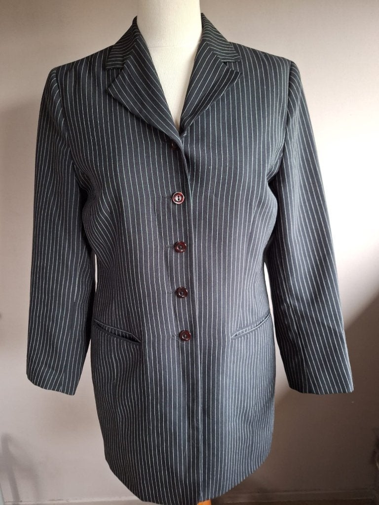 Nieuw blauw stretch jasje/blazer krijtstreep Ecco, maat M, Maat 38/40 (M), Ecco, Blauw, Nieuw
