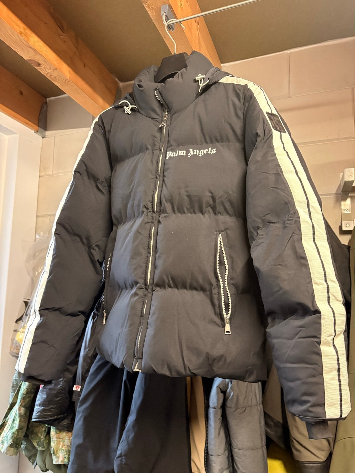 Palm Angels Puffer Jacket Zwart - Maat S, Ophalen of Verzenden, Zo goed als nieuw, Maat 46 (S) of kleiner, Zwart