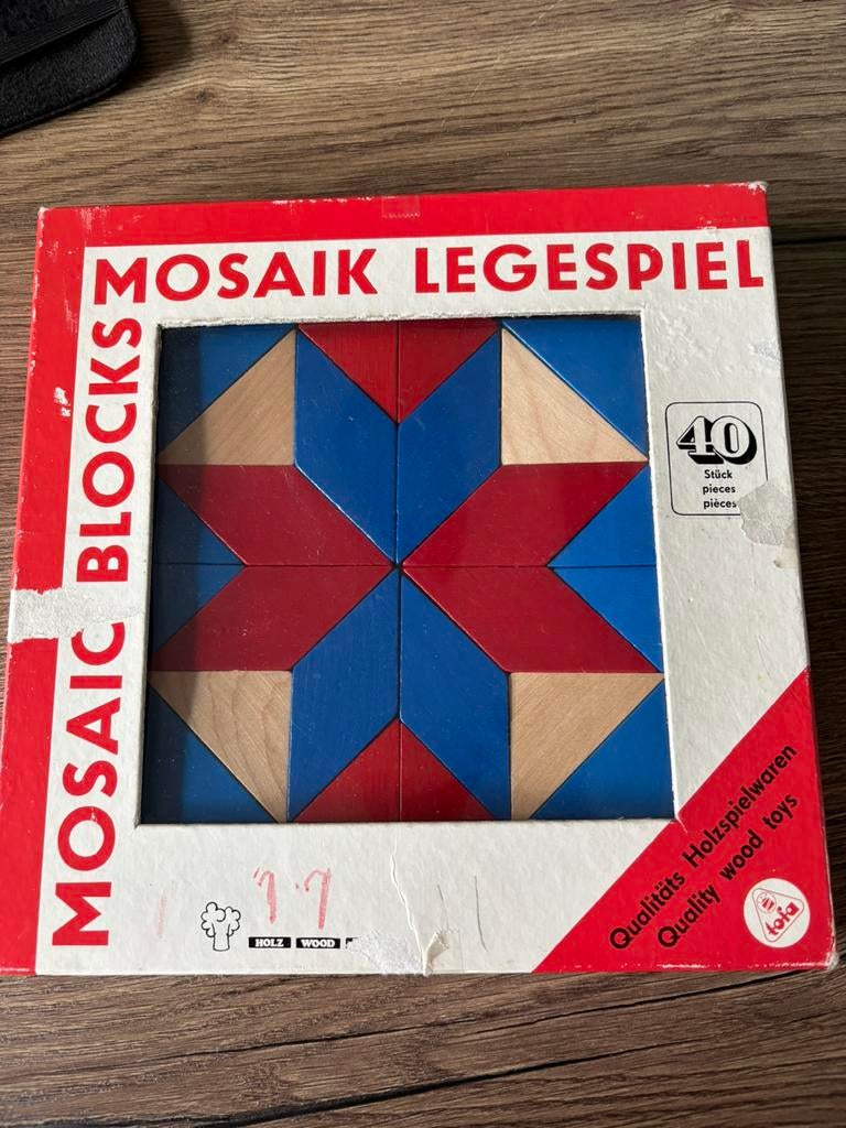 Vintage houten puzzel van Tofa Mosaic Blocks Mosaik Legespel, Ophalen of Verzenden, Gebruikt, Bouwen