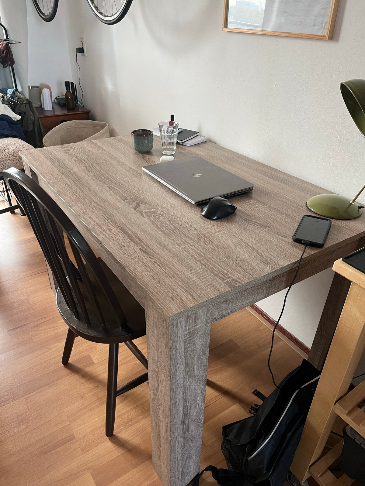 Houten eettafel/bureau, Ophalen, Gebruikt, 100 tot 150 cm, 50 tot 100 cm