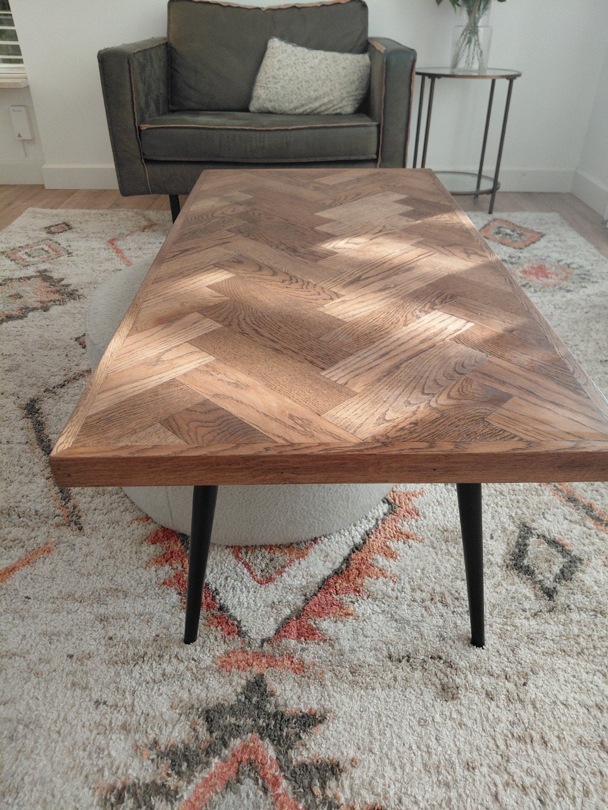 Salontafel met visgraatmotief, 120x60 cm, Ophalen, 100 tot 150 cm, 50 tot 100 cm, Zo goed als nieuw