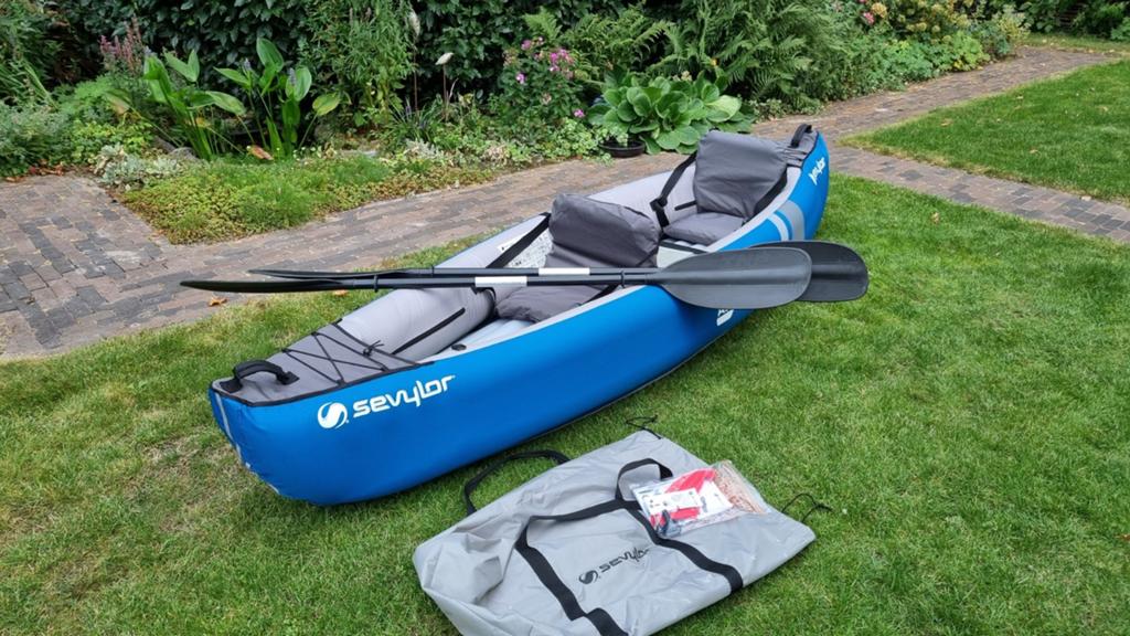 Sevylor kano kajak boot 2 persoons, Watersport en Boten, Kano's, Zo goed als nieuw, Kajak, Twee personen, Opblaasbaar, Met peddels