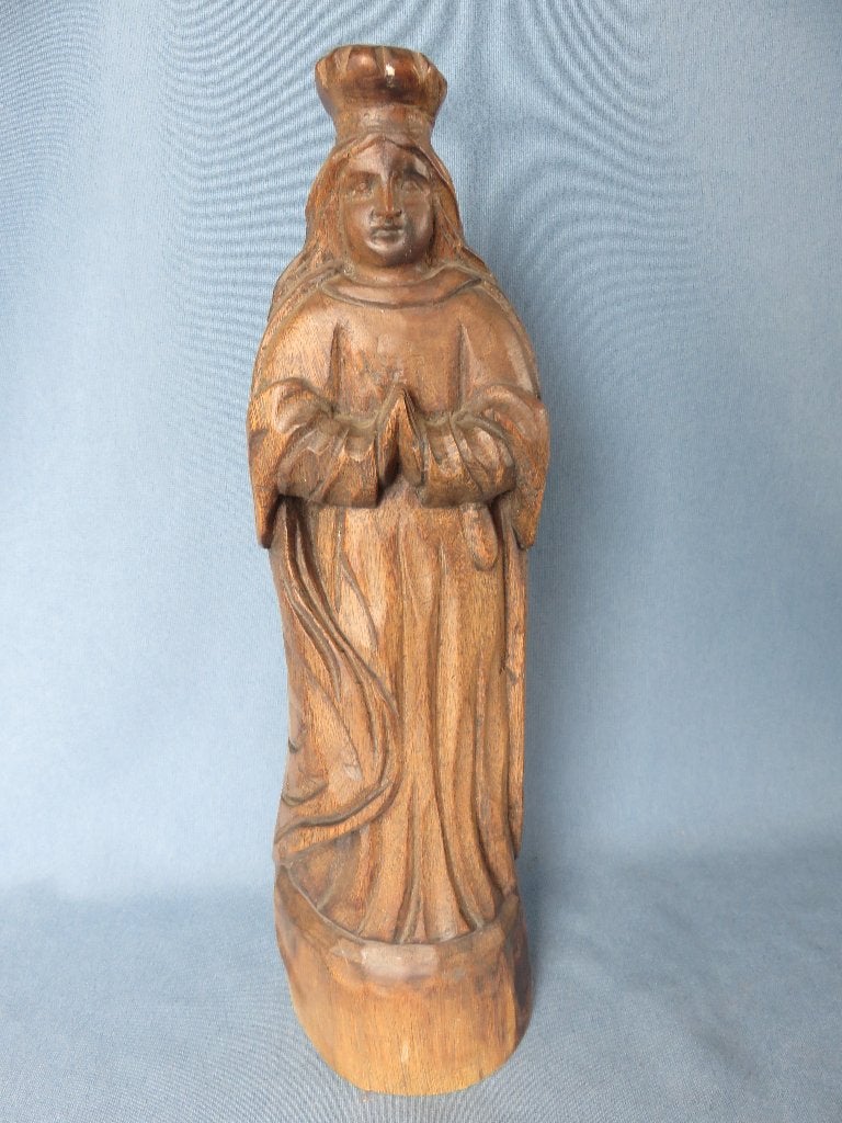 Maria beeld in hout - 19e - 20e eeuw, Antiek en Kunst, Ophalen of Verzenden