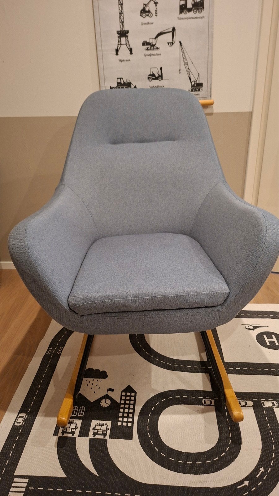 JYSK NEBEL Schommelstoel Lichtblauw Stof, Ophalen, Modern, Scandinavisch, 75 tot 100 cm, Zo goed als nieuw