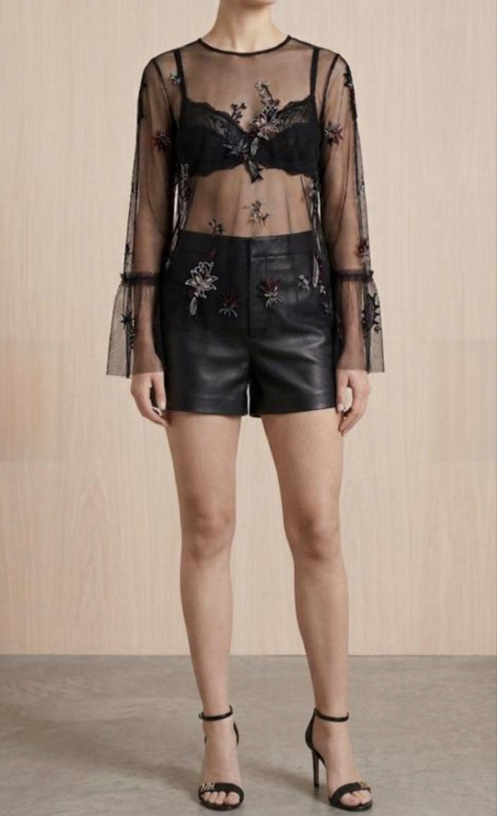 Nikkie X Kate Moss transparante top met borduursels, Verzenden, Nieuw, Maat 34 (XS) of kleiner, Zwart