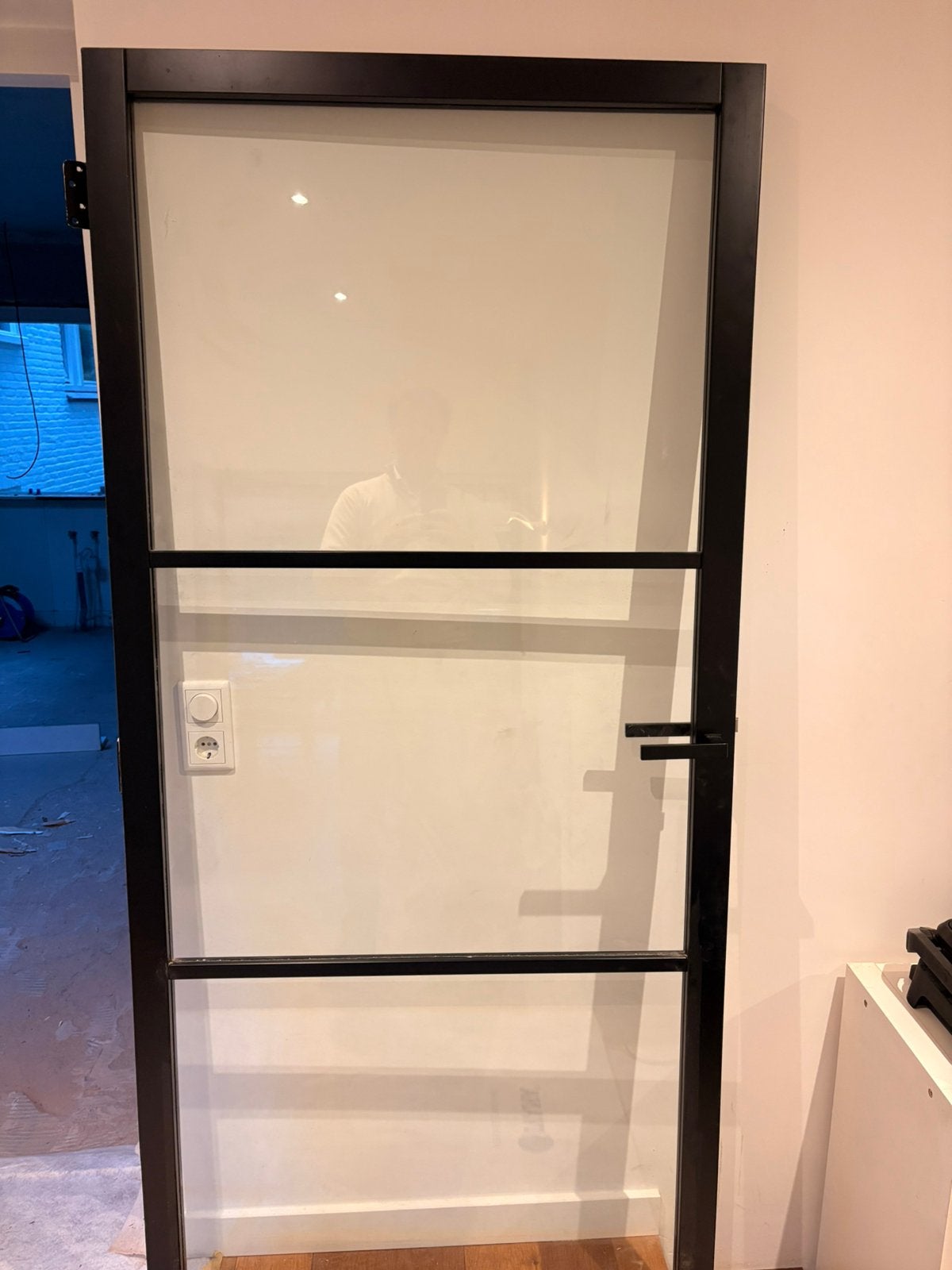 Skantrae SSL 4003 binnendeur met blank glas – zwart, Ophalen, 80 tot 100 cm, Binnendeur, Zo goed als nieuw