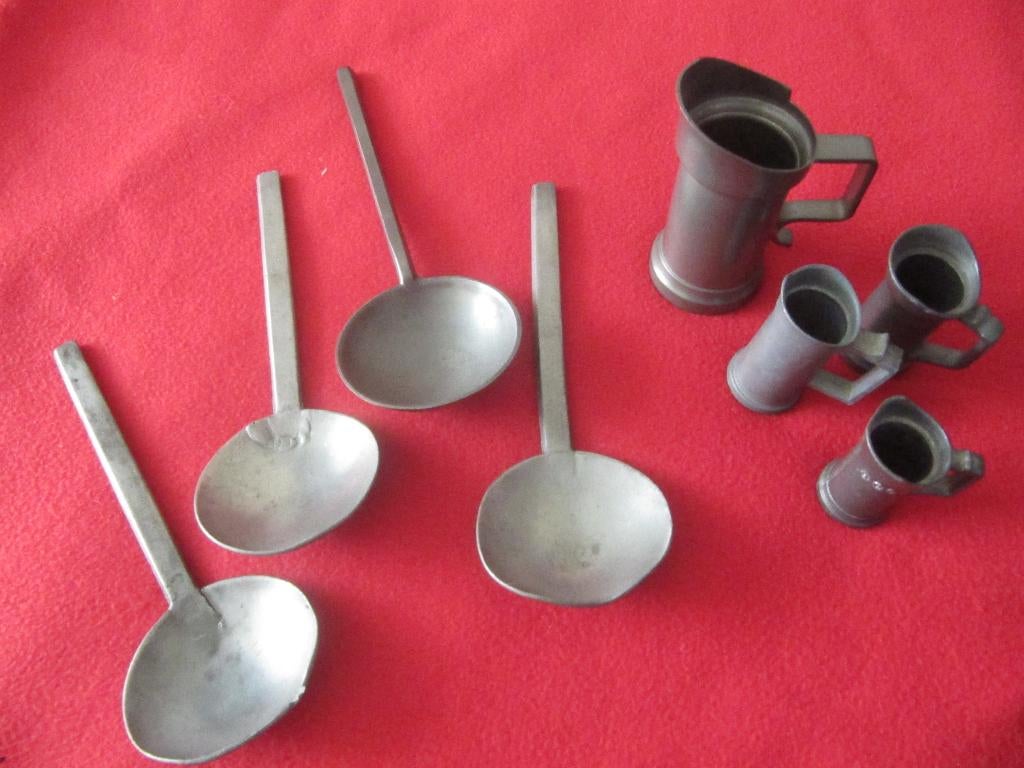 Tinnen lepels en kannetjes, Antiek en Kunst, Antiek | Tin, Ophalen of Verzenden