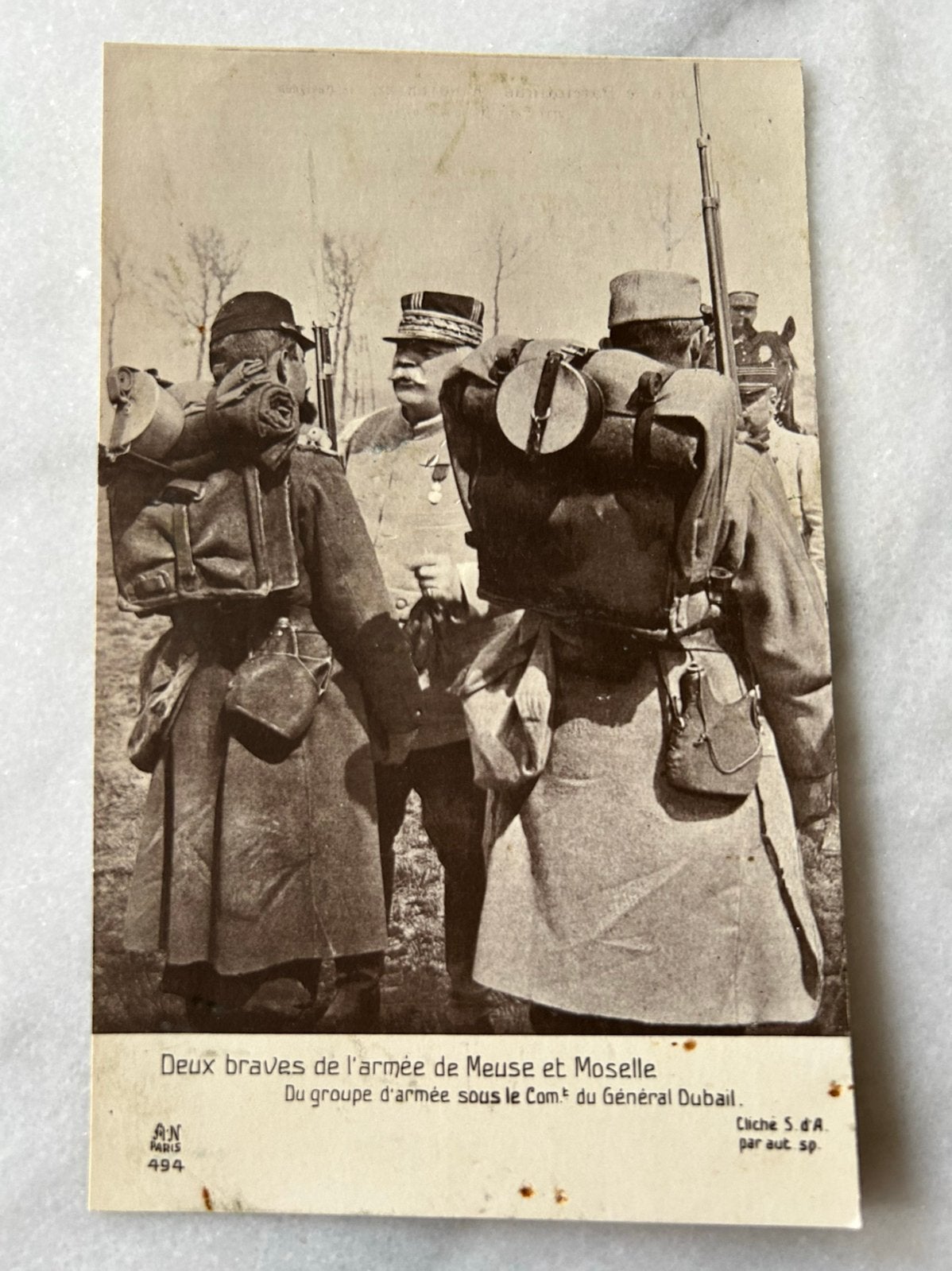 Wo1: ak deux braves medaille uitreiking Dubail, Ophalen of Verzenden, Landmacht, Nederland, Foto of Poster