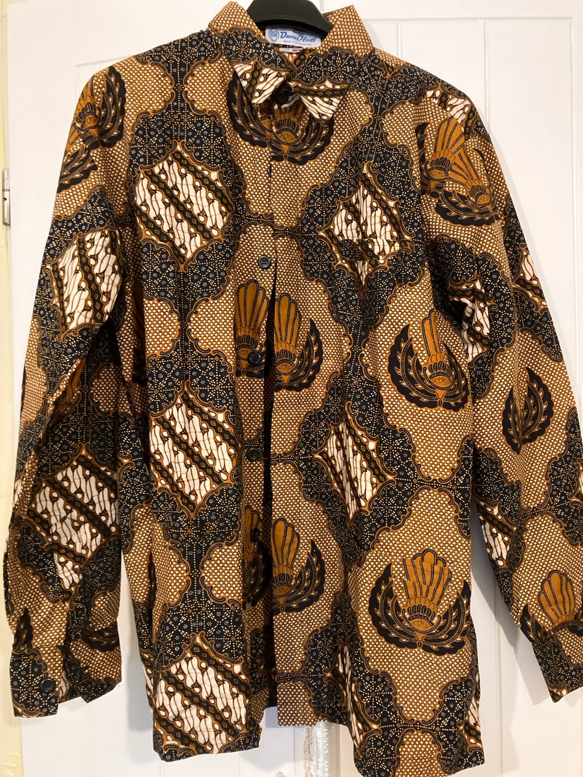 Batik overhemd - Danar Hadi orig. indonesia - Maat L, Ophalen of Verzenden, Zo goed als nieuw, Meerkleurig, Halswijdte 41/42 (L)