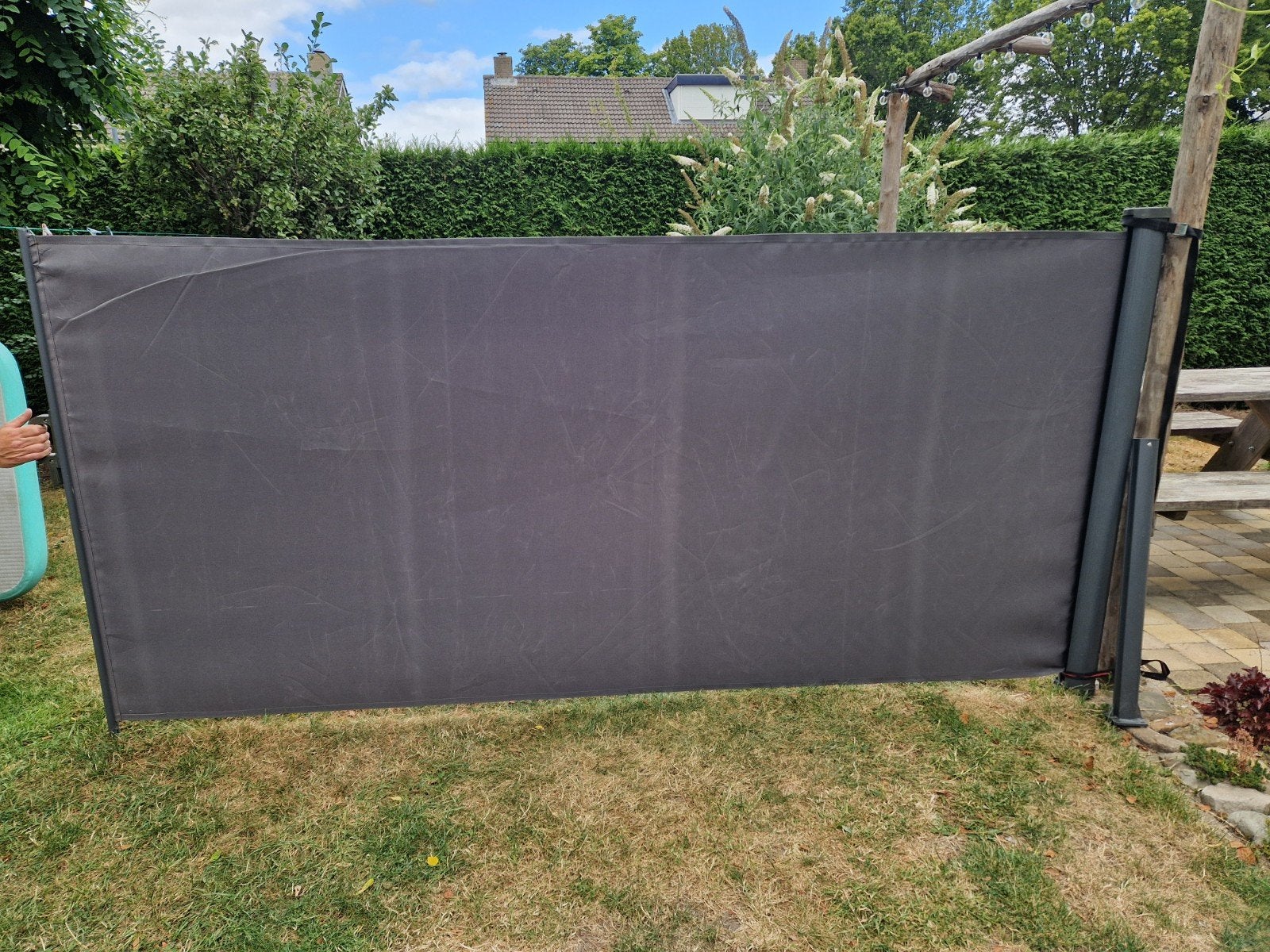 Uitschuifbaar windscherm antraciet 160x300 cm, Tuin en Terras, Tuinschermen, Ophalen, Overige materialen, 100 tot 150 cm, Zo goed als nieuw