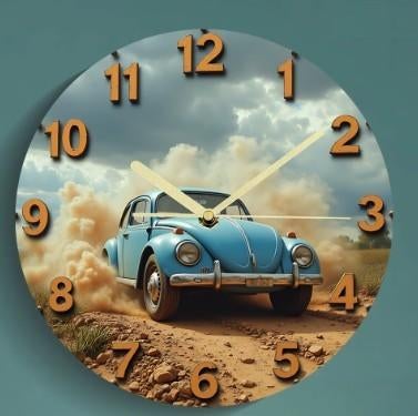 Mooie wandklok met de afbeelding van de Volkswagen-Kever., Verzenden, Nieuw, Auto's