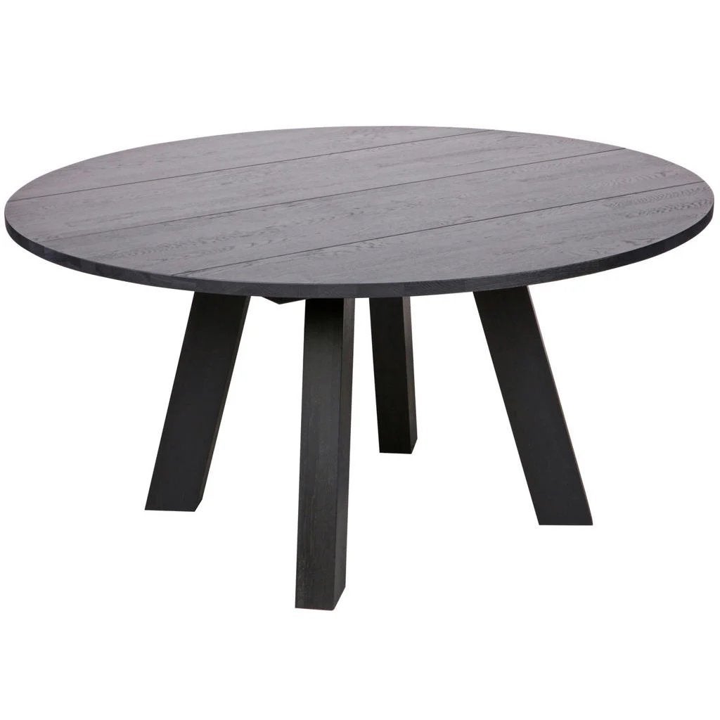 Ronde WOOOD eettafel Rhonda XL 150 cm zwart, Ophalen, 100 tot 150 cm, Rond, Zo goed als nieuw