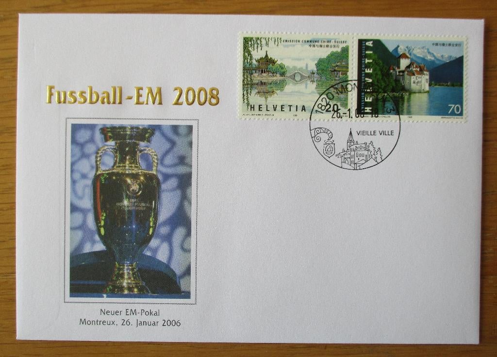 Zwitserland, FDC WK Voetbal 2006, met joint issue, Verzenden, Gestempeld, Sport
