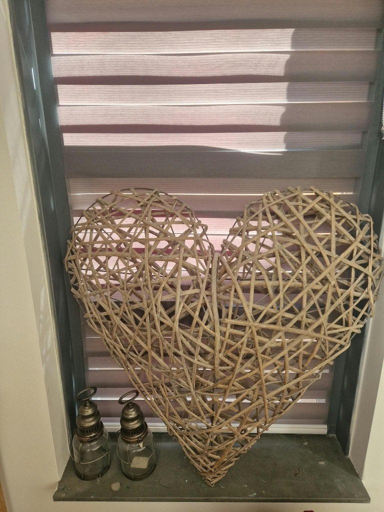 Rieten hart, Ophalen, Metaal, 95 cm, Decoratieobject