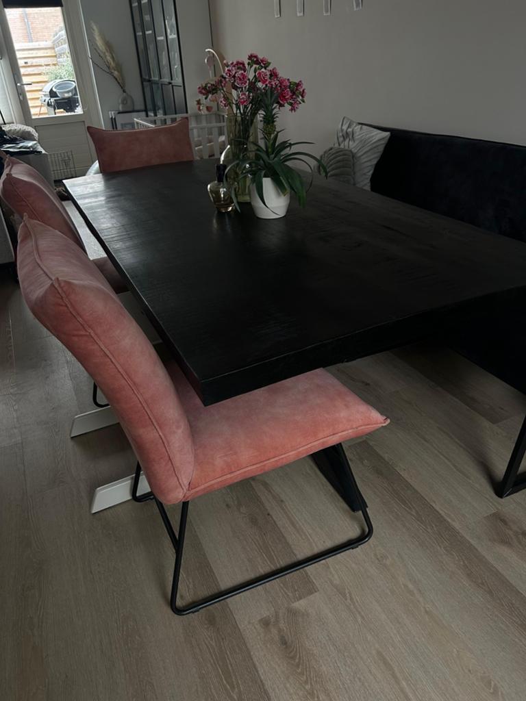 Eettafel met bankje en stoelen, Huis en Inrichting, Complete eetkamers, Ophalen, 4 tot 6 stoelen