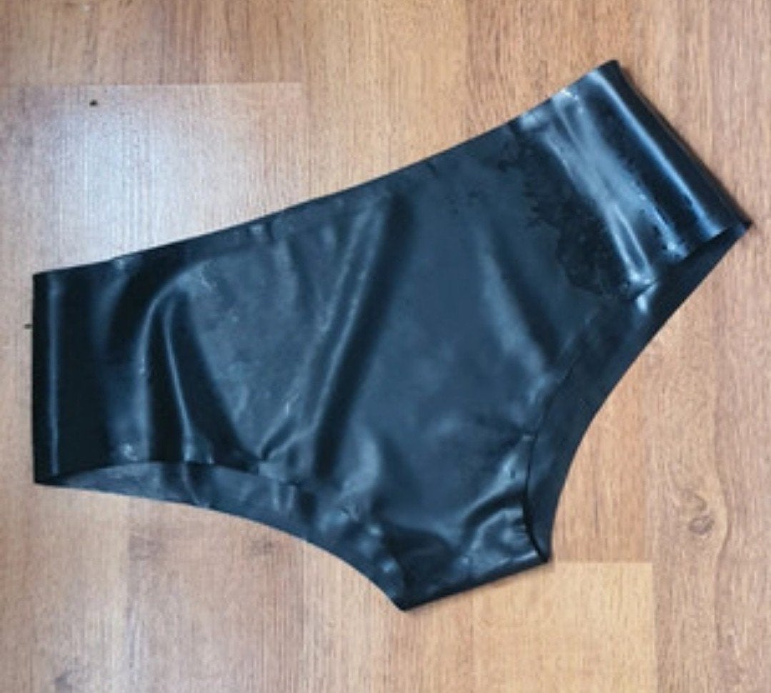Zwarte latex slip xl, Ophalen, Zwart, Slip