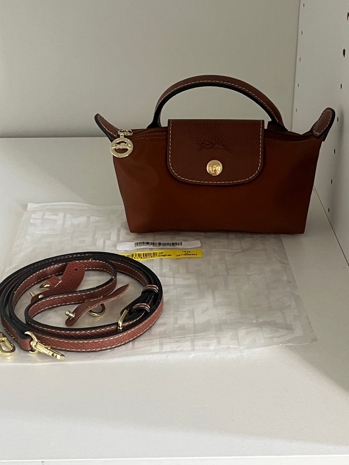 Longchamp mini tasje met riempje - alleen verzenden, Ophalen of Verzenden, Zo goed als nieuw, Bruin, Schoudertasje