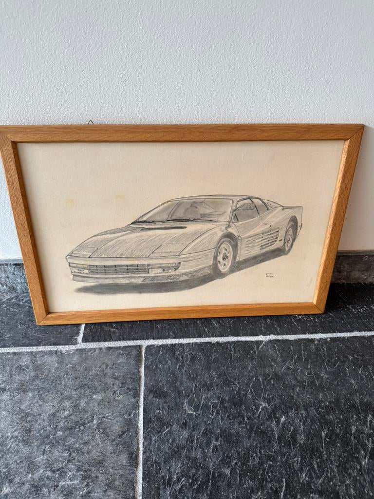 Ferrari Testarossa tekening., Ophalen of Verzenden, Auto's
