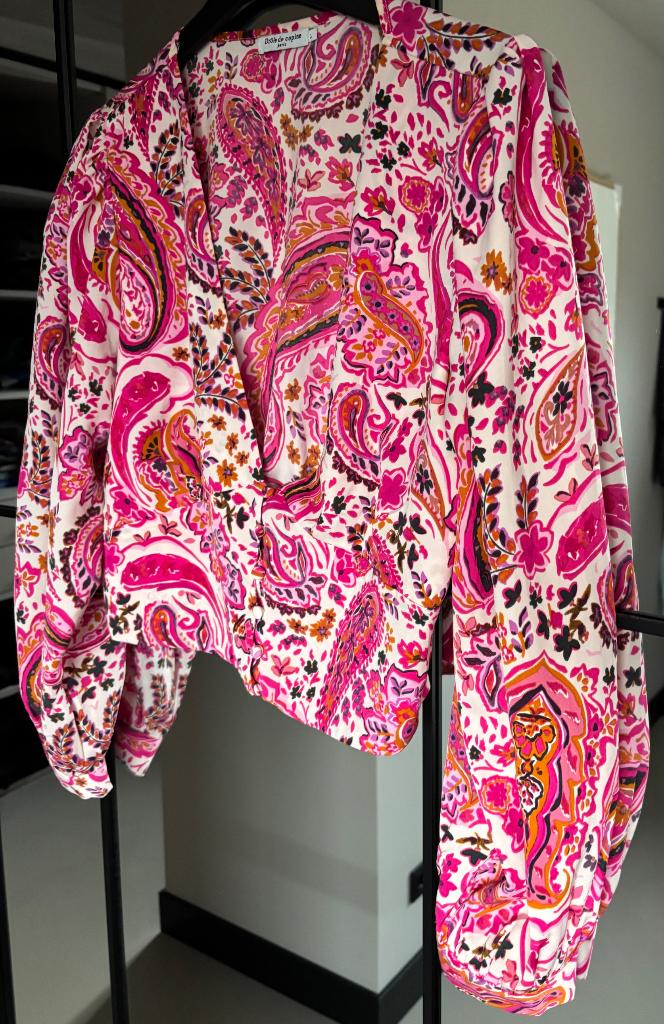 Drole de Copine Paris top roze maat L vintage, Maat 42/44 (L), Ophalen of Verzenden, Zo goed als nieuw, Lange mouw