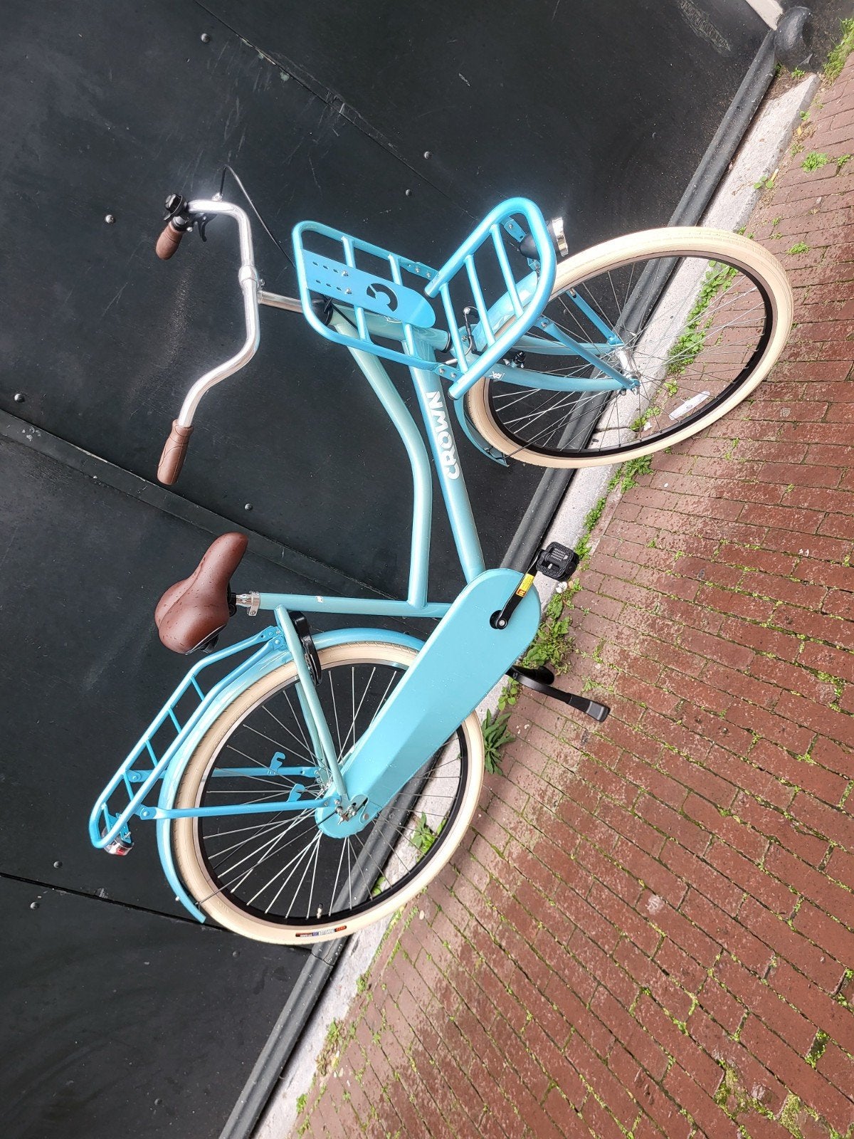 Nieuwe Crown Holland Transportfiets - Lichtblauw, 53 tot 56 cm, Velgrem, Onbekend, Nieuw
