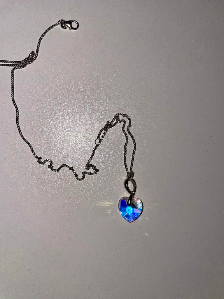 Zilveren Ketting met Swarovski Kristal Hart - NIEUW, Ophalen of Verzenden, Nieuw, Zilver, Met hanger