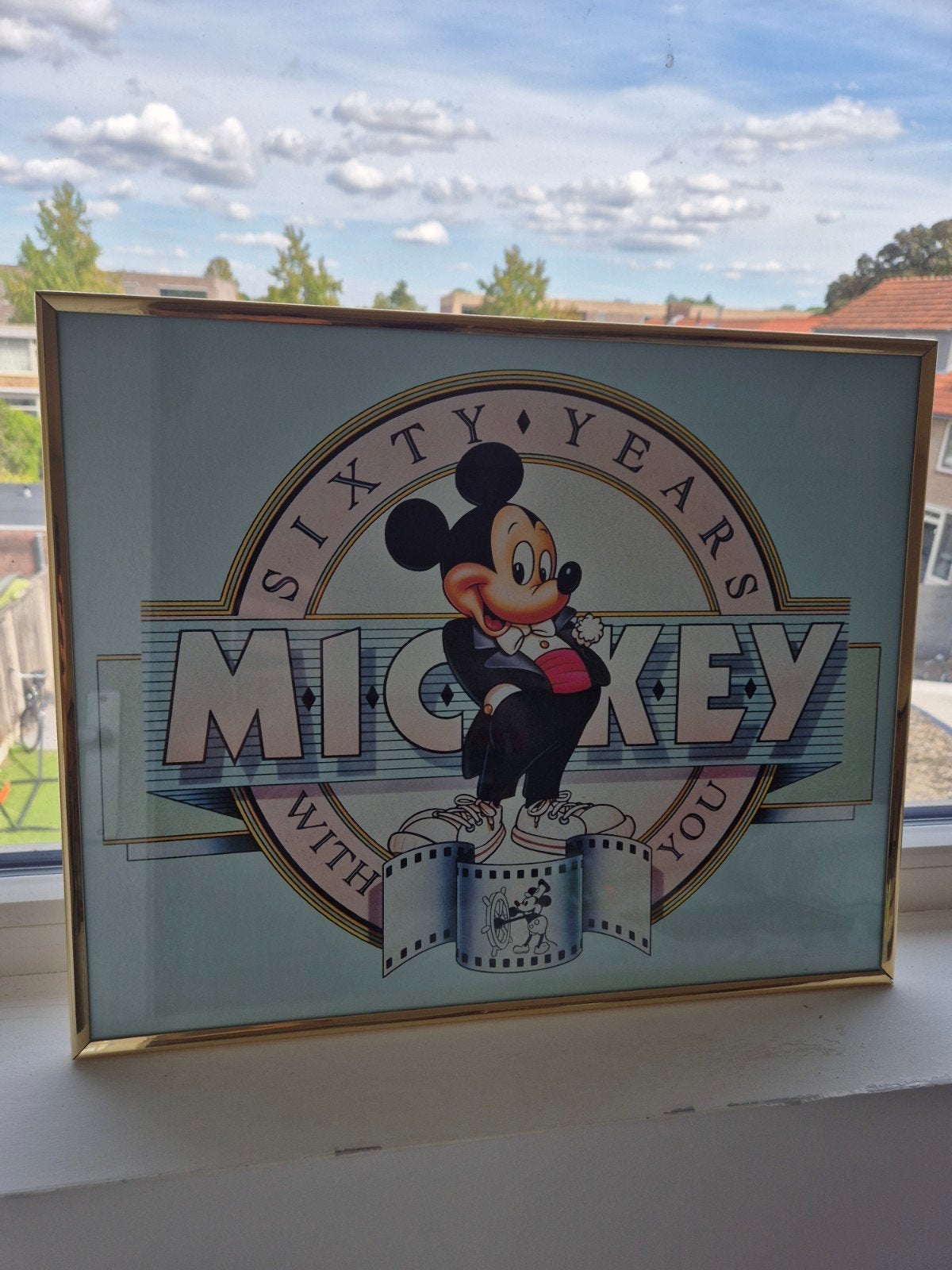 Vintage Mickey Mouse Sixty Years ingelijste print karton, Ophalen, Mickey Mouse