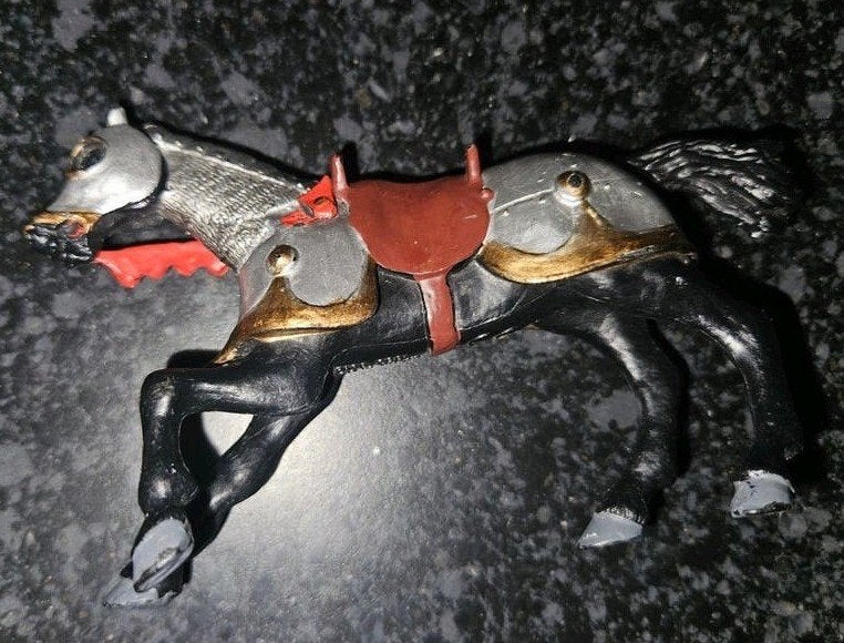 Papo Ridderpaard Speelgoedfiguur - Zwart met Zilveren Harnas, Ophalen of Verzenden