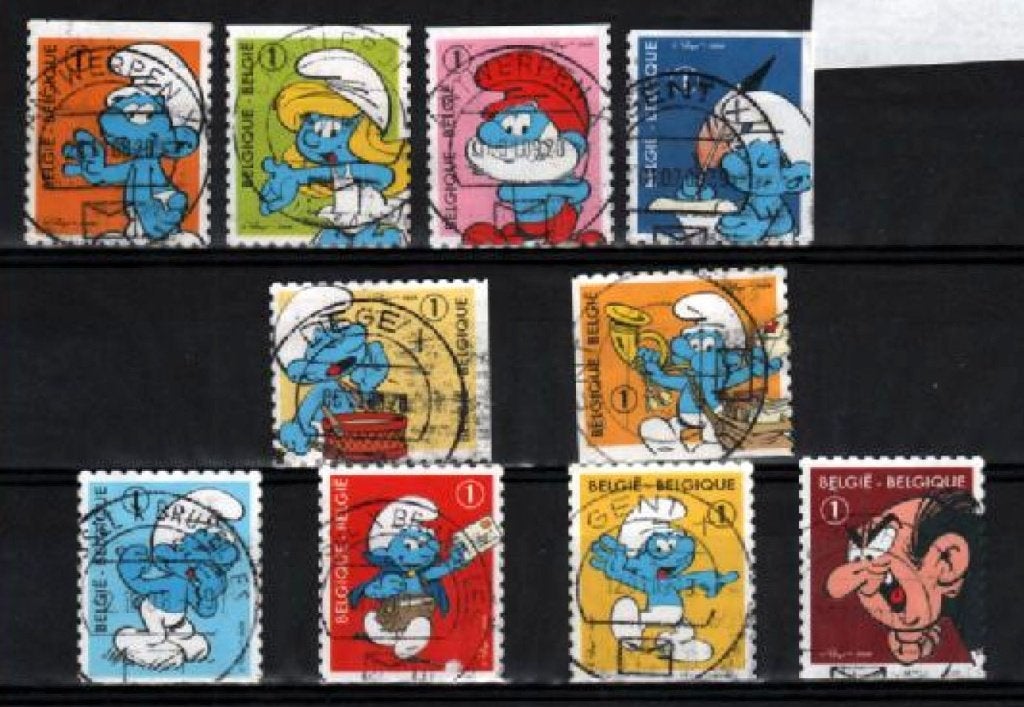 Belgie 2008 Smurfen Schtroumpfs Peyo 10 zelfklevende complee, Ophalen of Verzenden