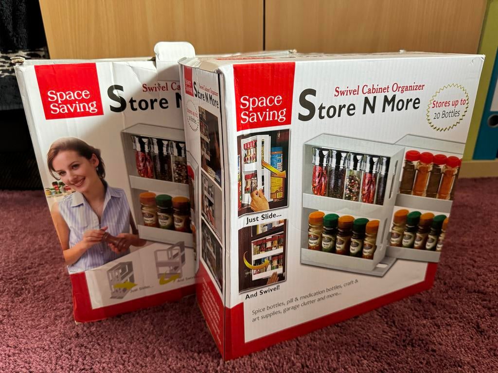 Space Saving Store N More Draaibaar Kruidenrek Organizer, Huis en Inrichting, Ophalen, Minder dan 50 cm, Wit, Nieuw