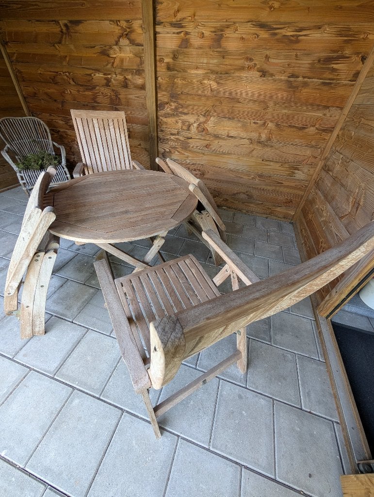 Teak tuinset, Ophalen, 4 zitplaatsen, Gebruikt, Teakhout