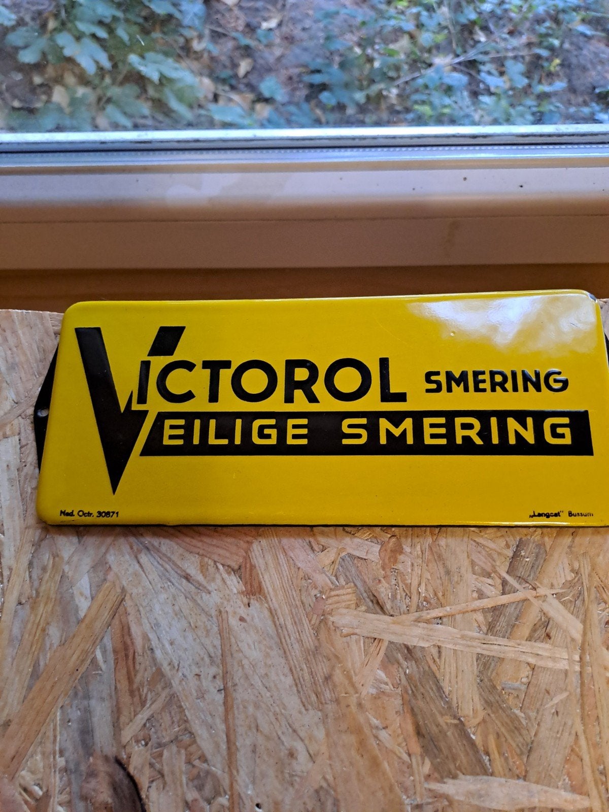 Mooi oud emaille deurpostje Victorol, Verzenden, Gebruikt, Reclamebord
