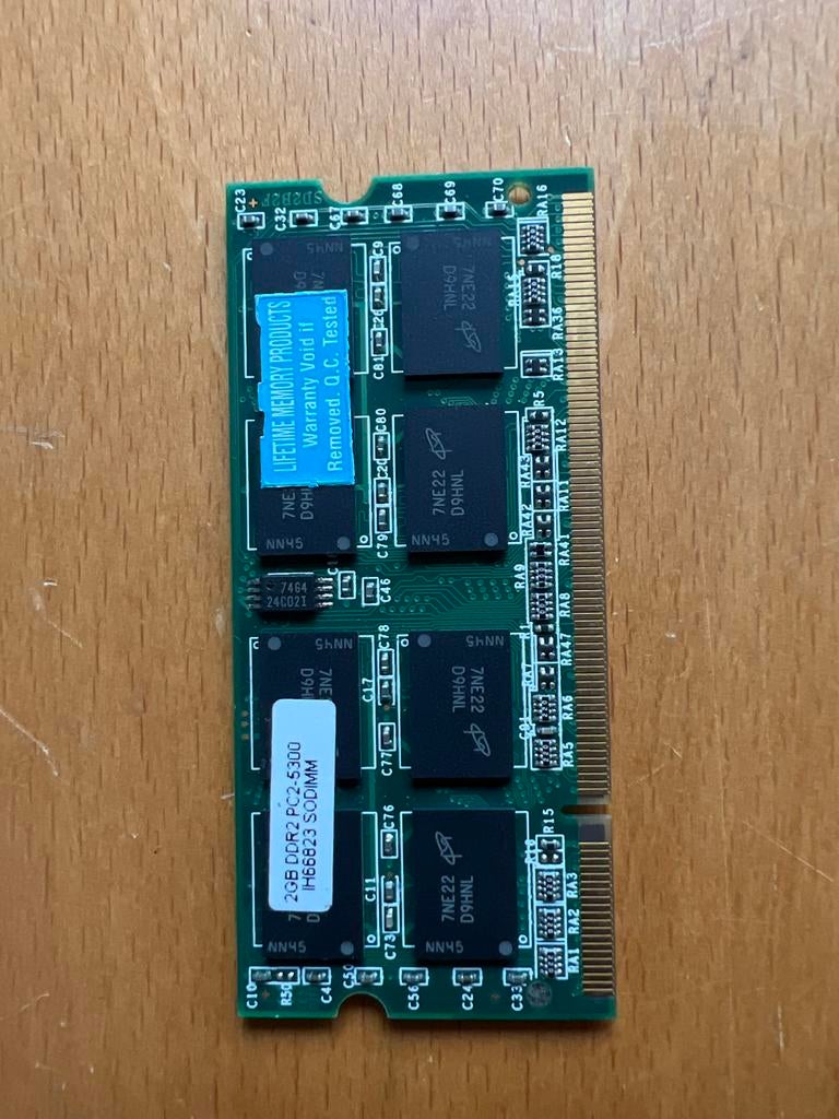 2GB DDR2 PC2-5300 SODIMM Laptop Geheugenmodule, Computers en Software, RAM geheugen, Gebruikt, Ophalen of Verzenden, DDR2, 2 GB