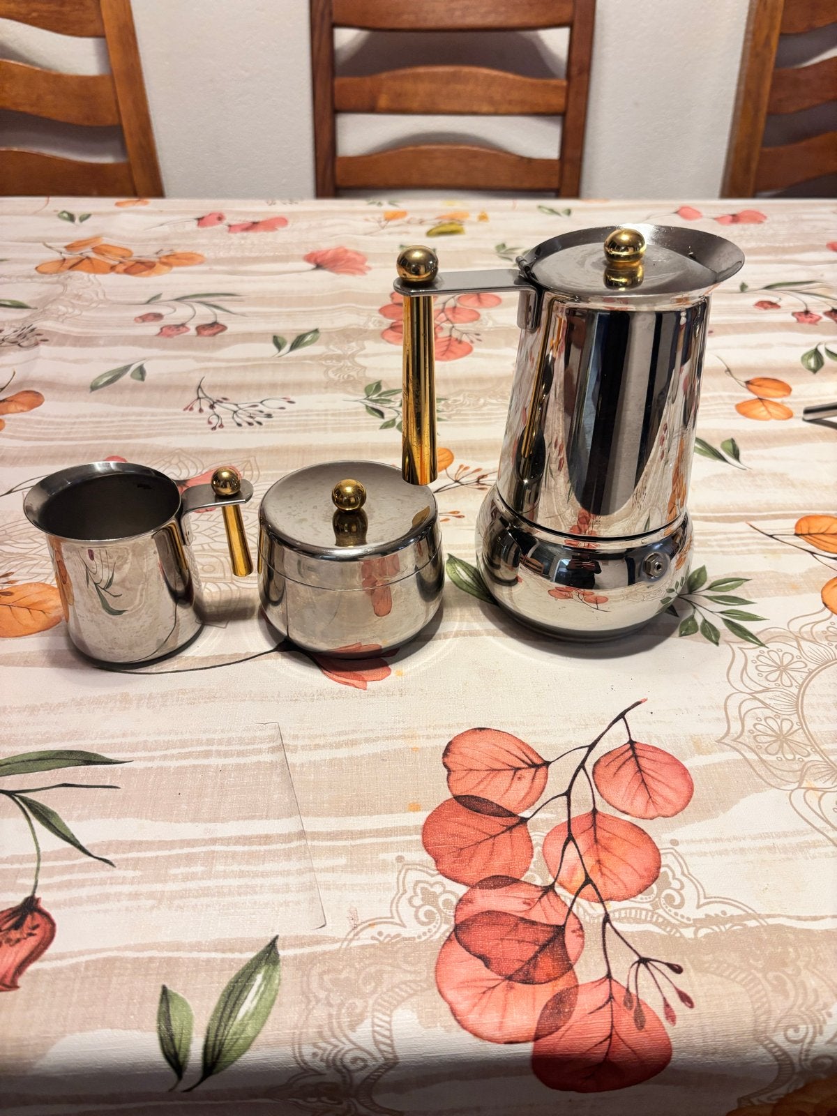 Koffie set D.E - Cafetière, melkkannetje en suikerpot, Gebruikt, Zilver, Ophalen of Verzenden, Metaal
