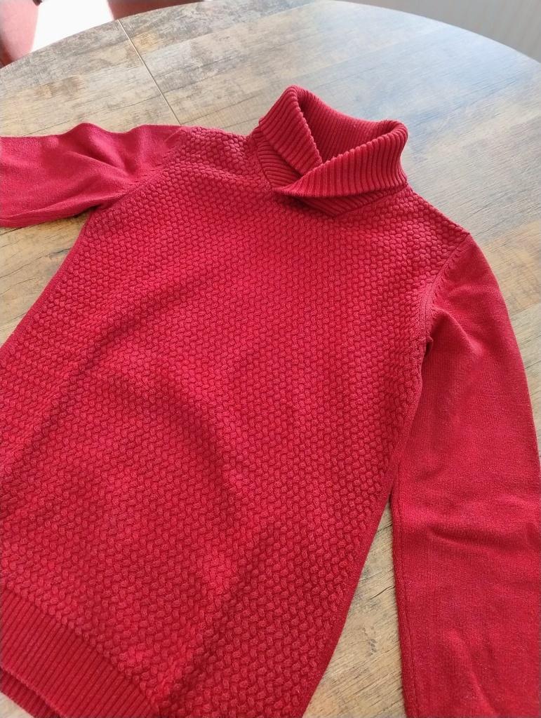 Warme rode trui met hoge hals - maat L -, Ophalen of Verzenden, Zo goed als nieuw, Maat 52/54 (L), Rood