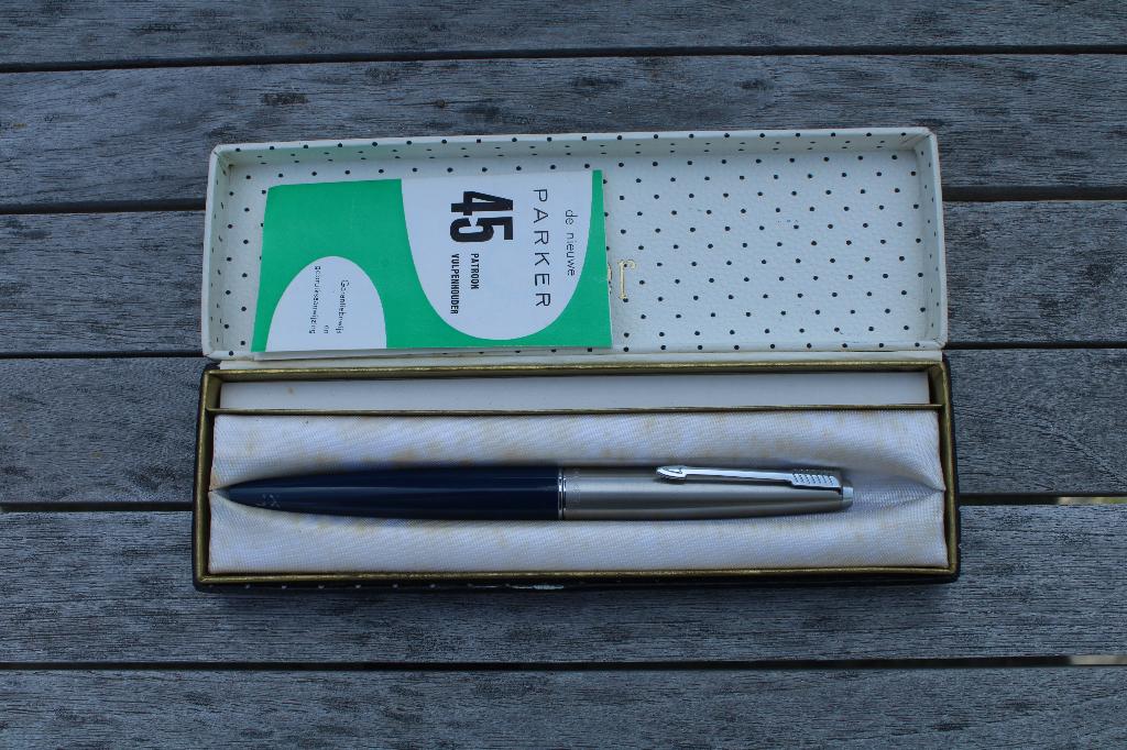 parker 45 vulpen blauw, Gebruikt, Met doosje, Vulpen, Parker