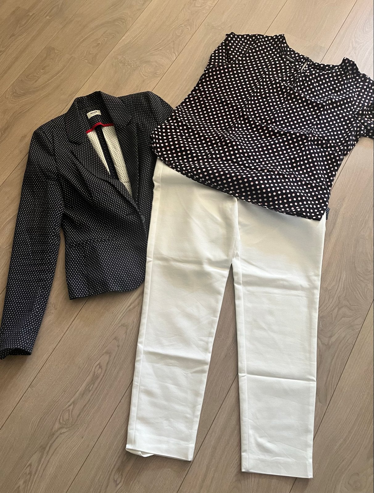 Complete set: Blazer, blouse en pantalon, Maat 38/40 (M), Blauw, Ophalen of Verzenden, Zo goed als nieuw