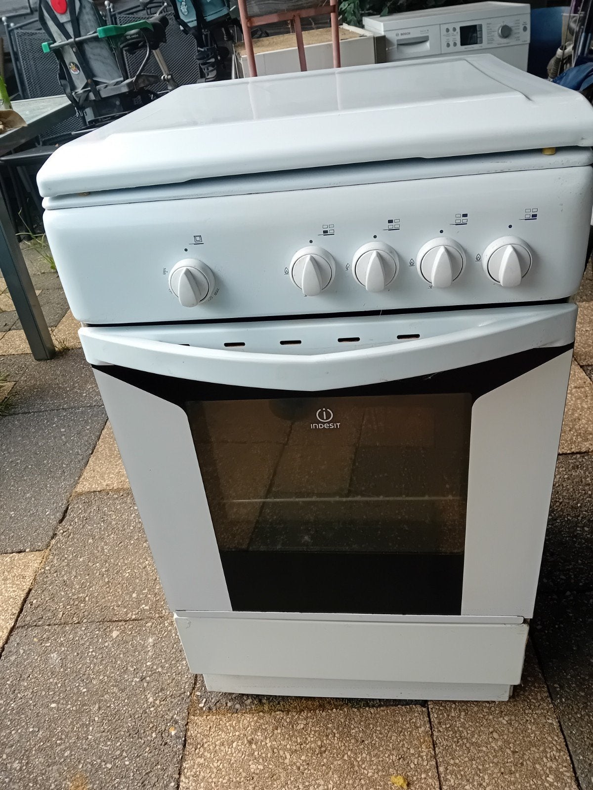 Gasfornuis met elektrische oven, Ophalen, 4 kookzones, Gas, Vrijstaand
