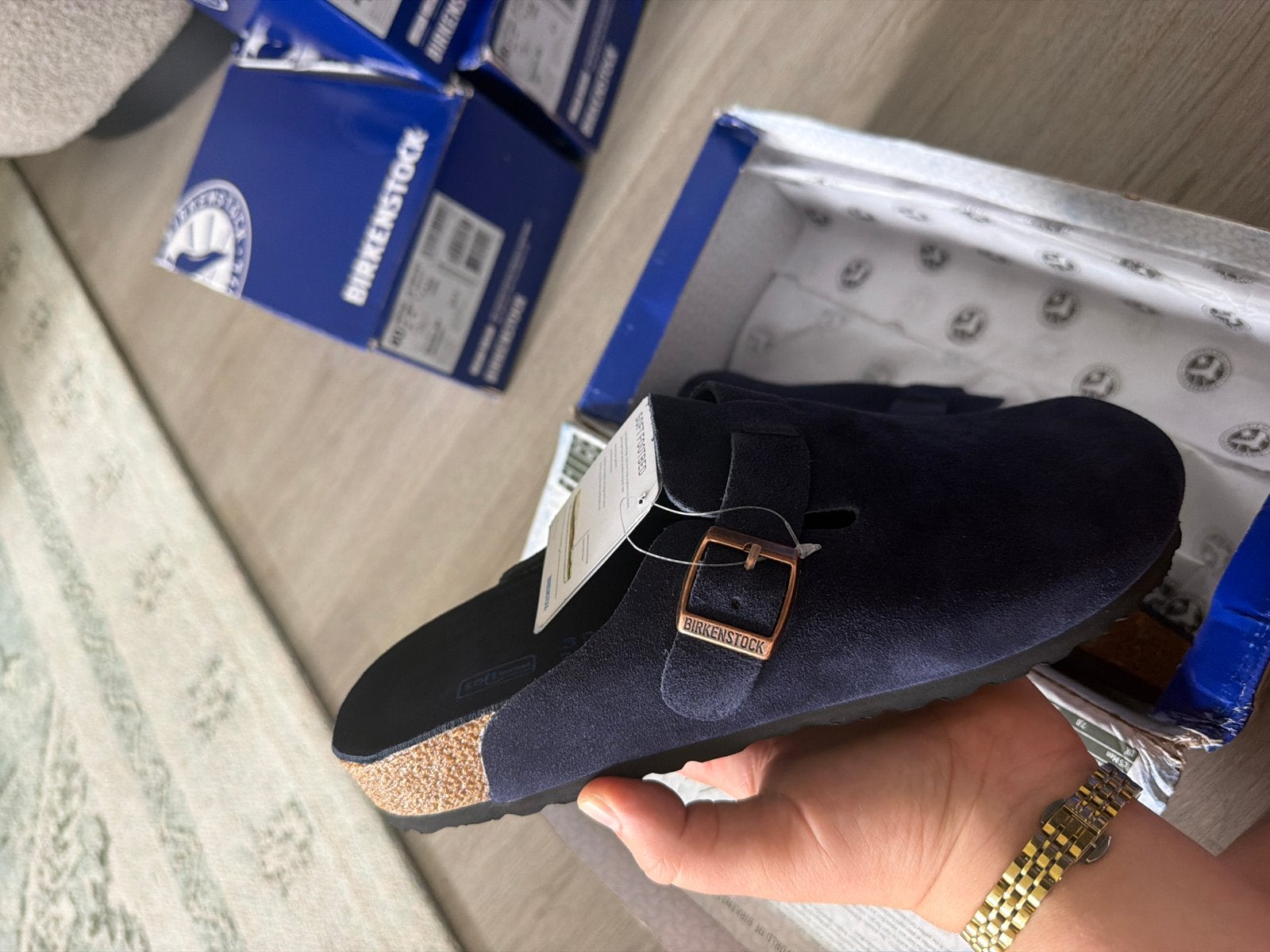 Nieuwe Birkenstock Boston Clogs - Maat 39 - Donkerblauw, Kleding | Dames, Schoenen, Ophalen of Verzenden, Nieuw, Blauw, Instappers