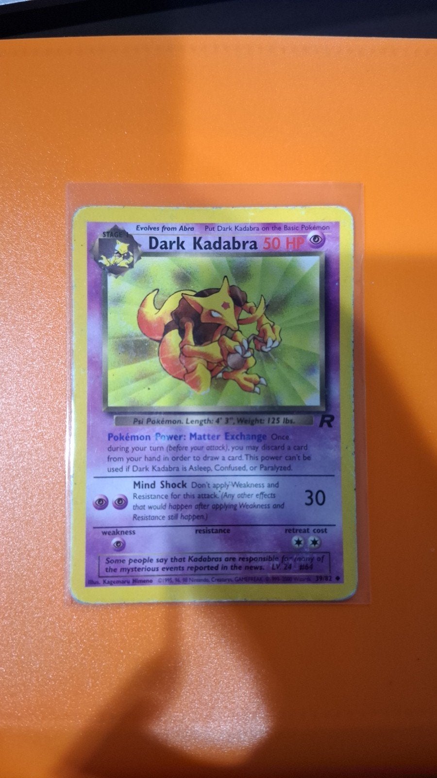 Dark kadabra, Pokemon, 39/82, team Rocket, Hobby en Vrije tijd, Verzamelkaartspellen | Pokémon, Zo goed als nieuw, Losse kaart