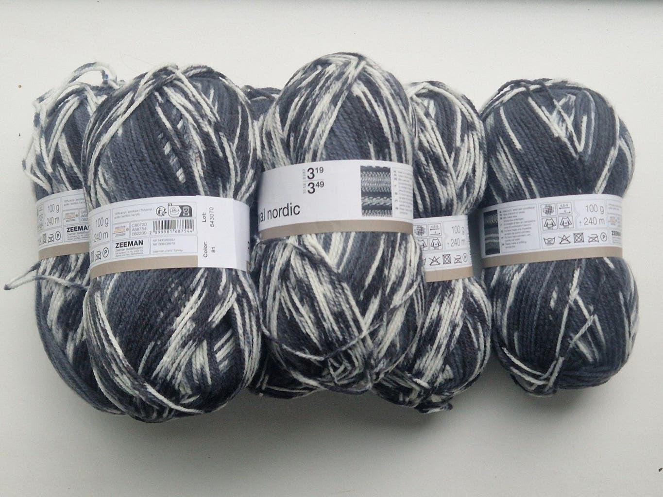Zeeman Nordic Wol - Grijs/Wit Gemêleerd (6 bollen), Hobby en Vrije tijd, Ophalen, Nieuw, Breien of Haken, Wol of Garen