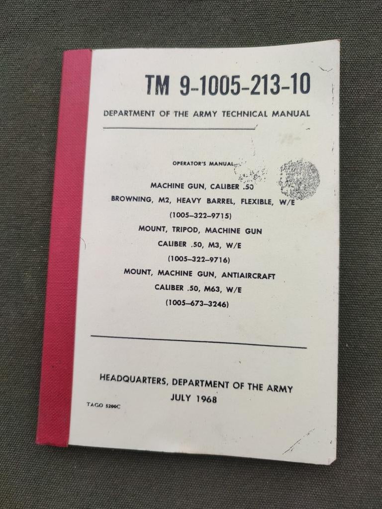 US Army Technical Manual Machine Gun .50 Browning, Ophalen of Verzenden