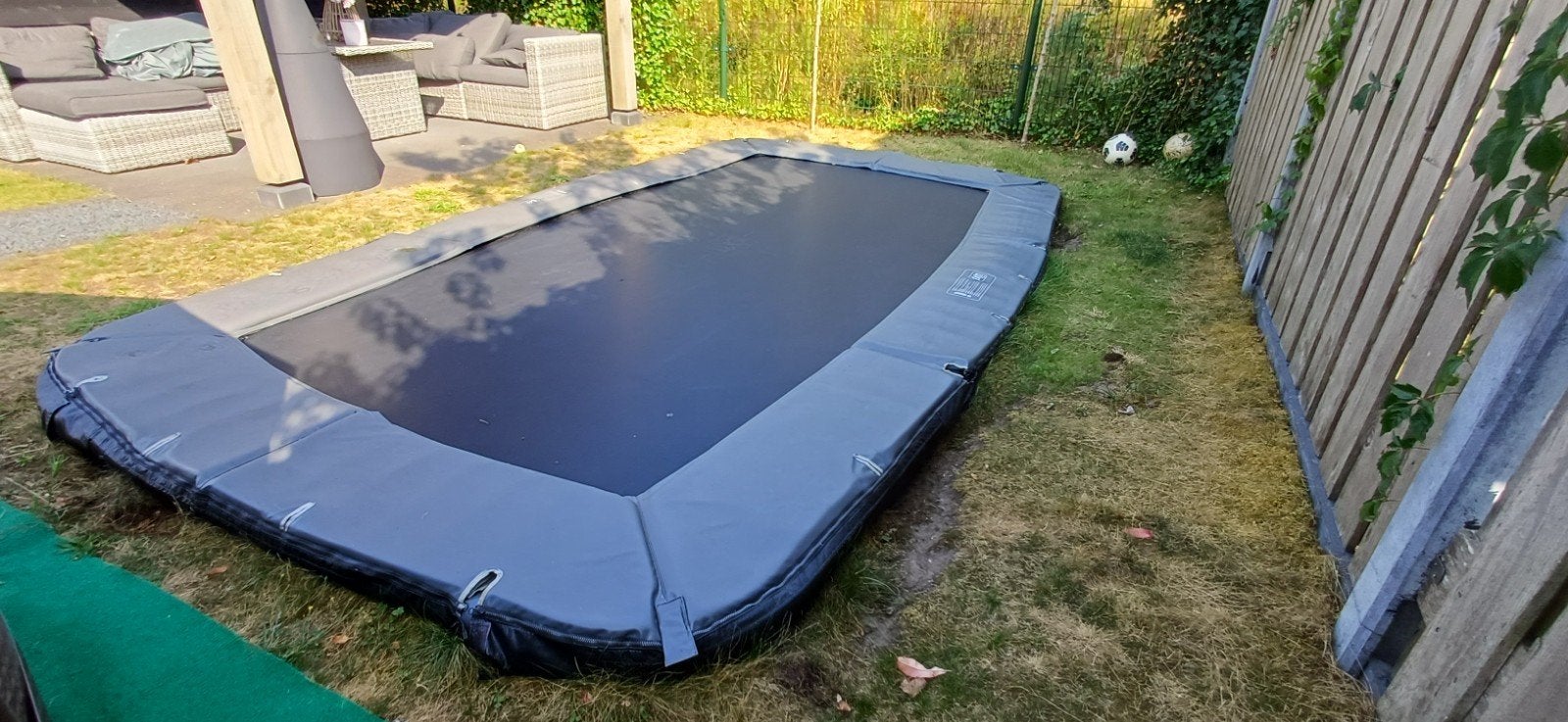 Exit groundlevel trampoline 244x427 grijs, Ophalen, Zo goed als nieuw