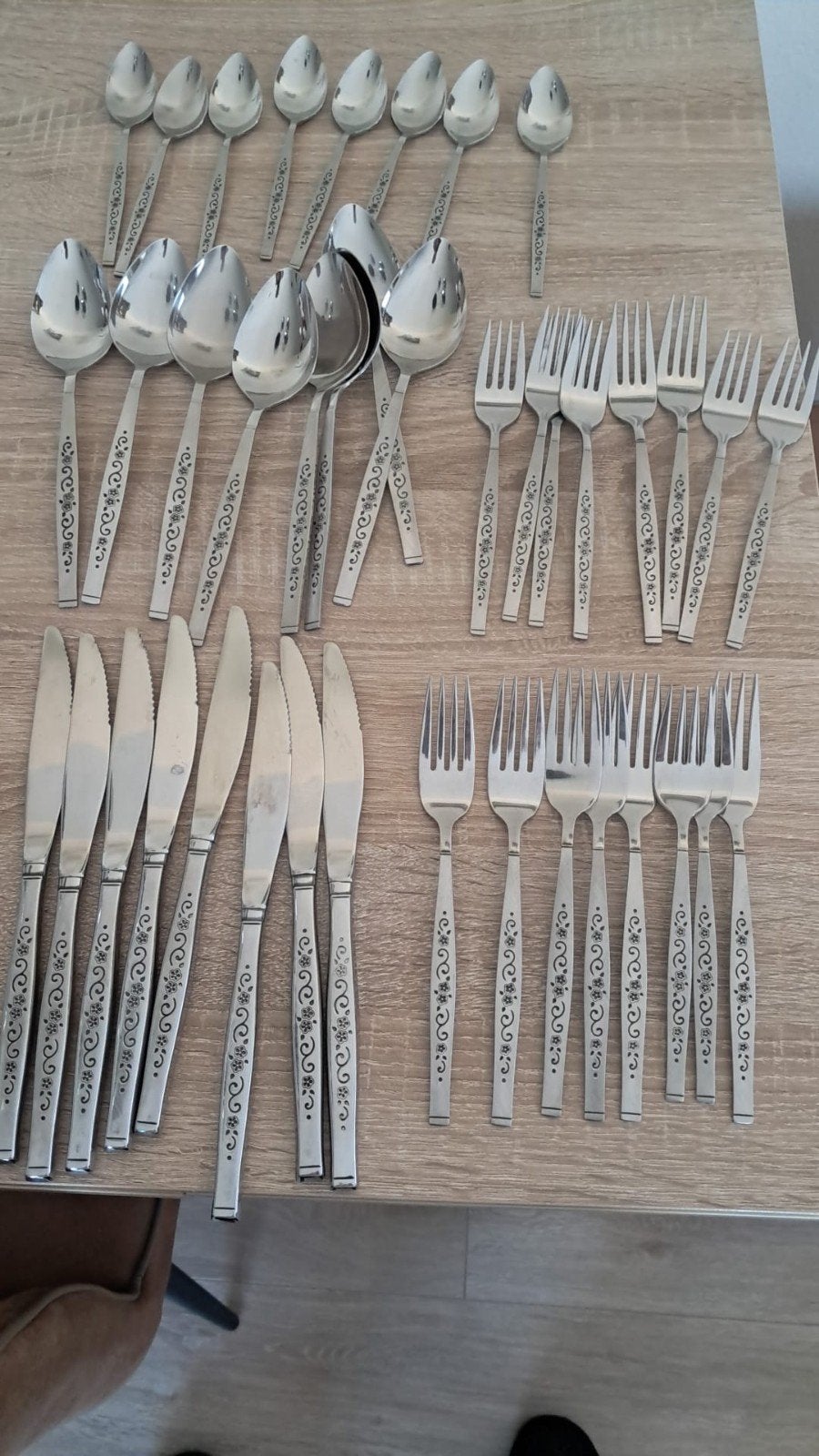 8-delig bestekset met sierlijk patroon, Ophalen of Verzenden