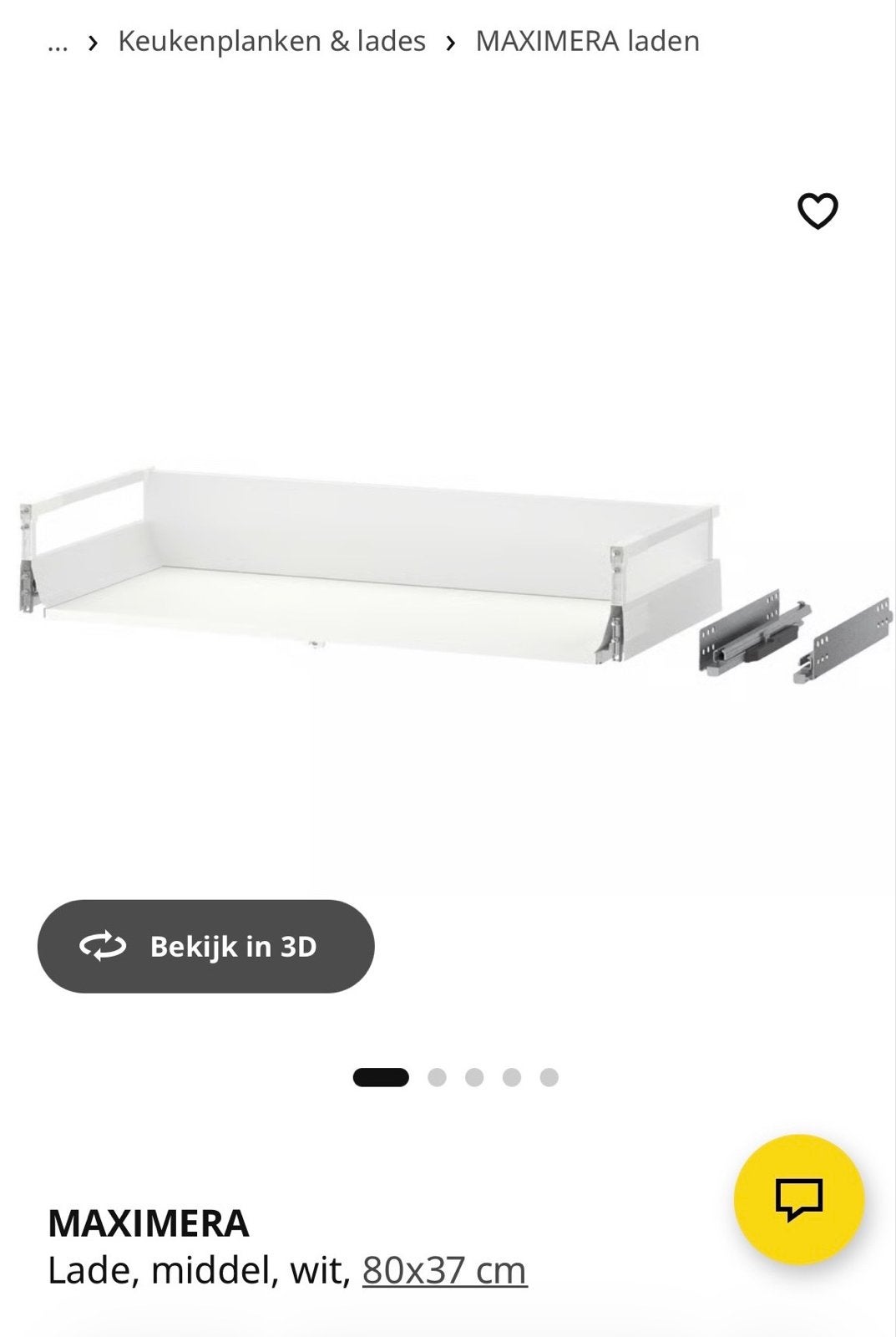 IKEA - MAXIMERA Lade, middel, wit, 80x37 cm, Wit, Nieuw, Minder dan 100 cm, 25 tot 50 cm