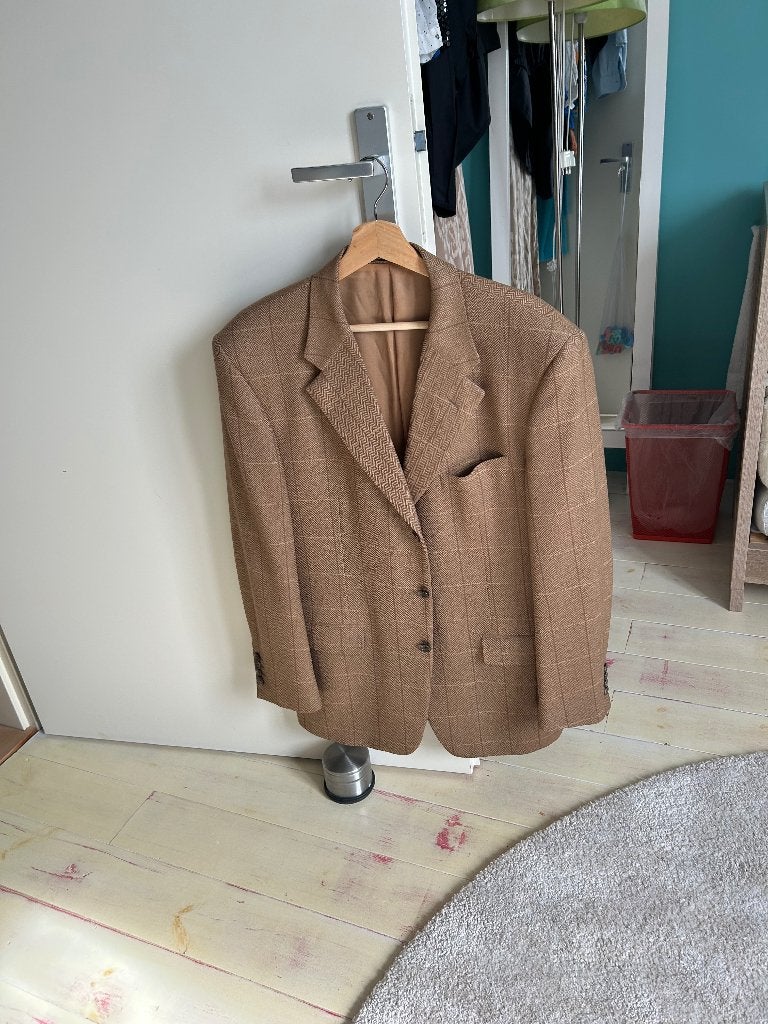 Heren Kolbert maat 52 bruin visgraat maat L zgan, Kleding | Heren, Kostuums en Colberts, Ophalen of Verzenden, Zo goed als nieuw